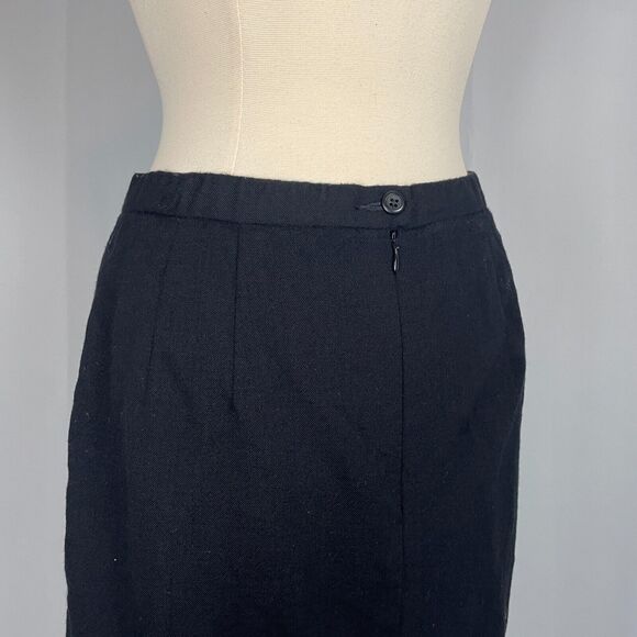 Pendleton Pencil Skirt Size 12 Petite 12P Black Solid Wool Career Office Minimal - Picture 8 of 12